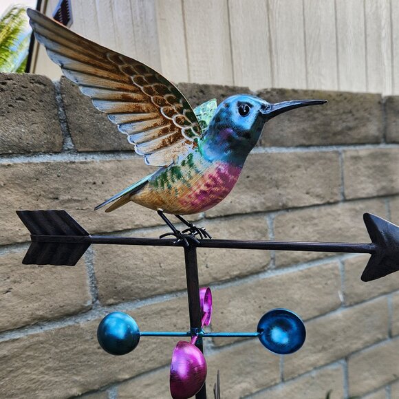 60" Weathervane Metal Hummingbird-PURPLE CORONET Stake, Yard Art, Garden Decor - Picture 1 of 3